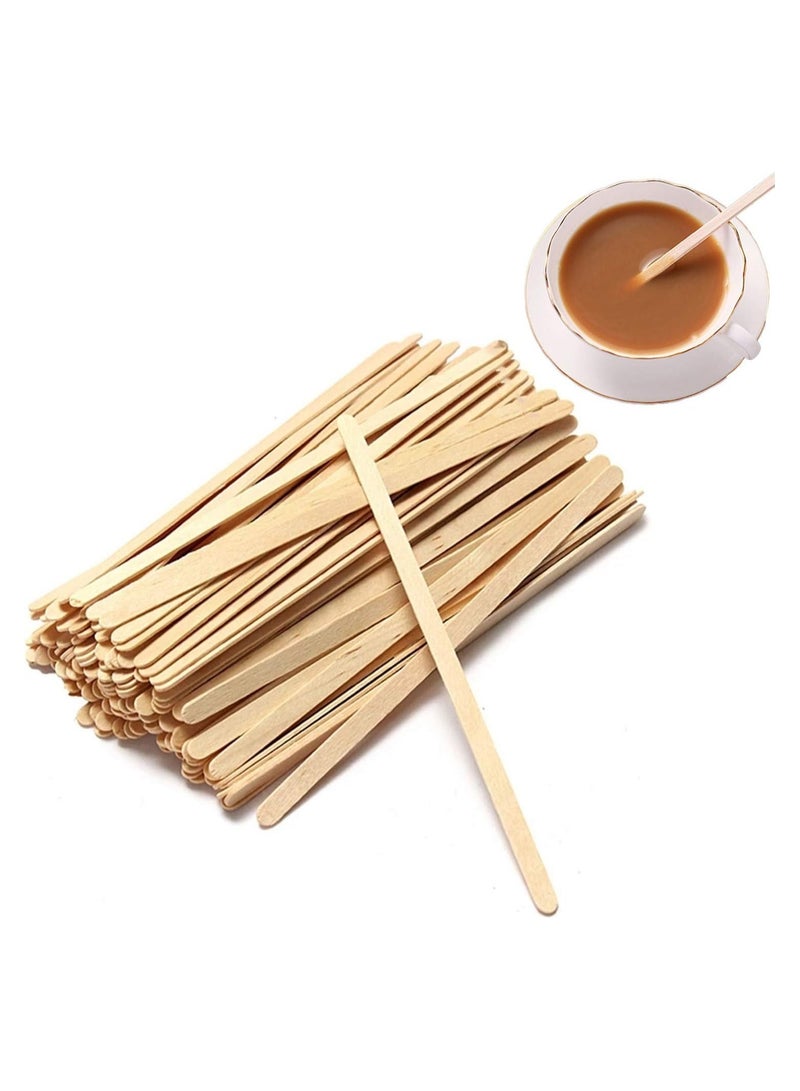 أعواد تحريك القهوة 500 قطعة من أعواد التحريك الخشبية للقهوة والشاي والحليب والعصير والحرف اليدوية - Image 2