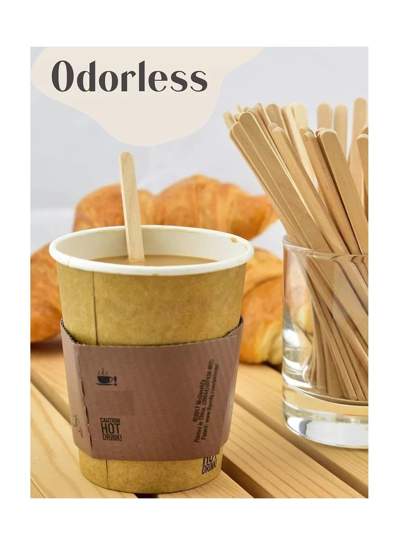 أعواد تحريك القهوة 500 قطعة من أعواد التحريك الخشبية للقهوة والشاي والحليب والعصير والحرف اليدوية - Image 3