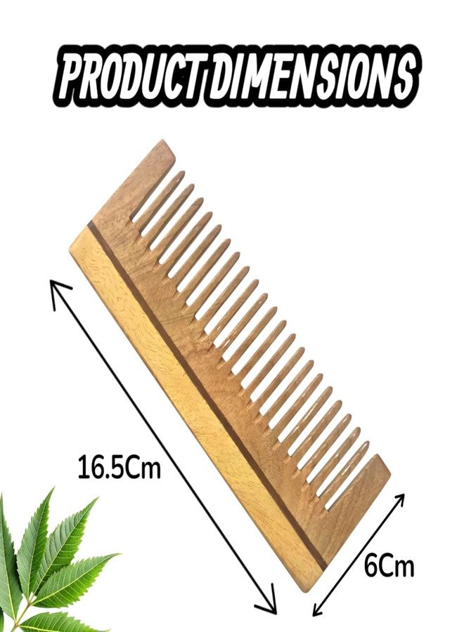 RIANZ® Neem Wood Hair Comb for Women & Men | Wide Tooth Shampoo Comb for Long & Curly Hair | Anti-Dandruff, Anti-Frizz, Natural Detangler | Organic Neem Wooden Comb for Hair Care & Scalp Health (Brown - 1 PC) - Image 4