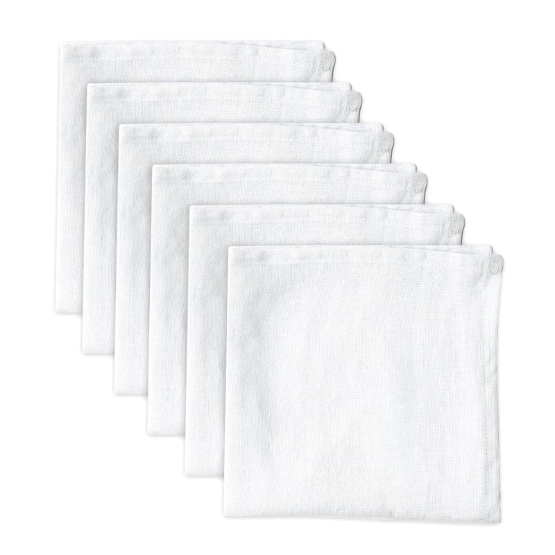 Linendo 100 Pure Linen Dinner Cloth Napkins 15 x 15 Inch White Set of 6 Pack European Flax Natural Fabric Washable for Home and Kitchen