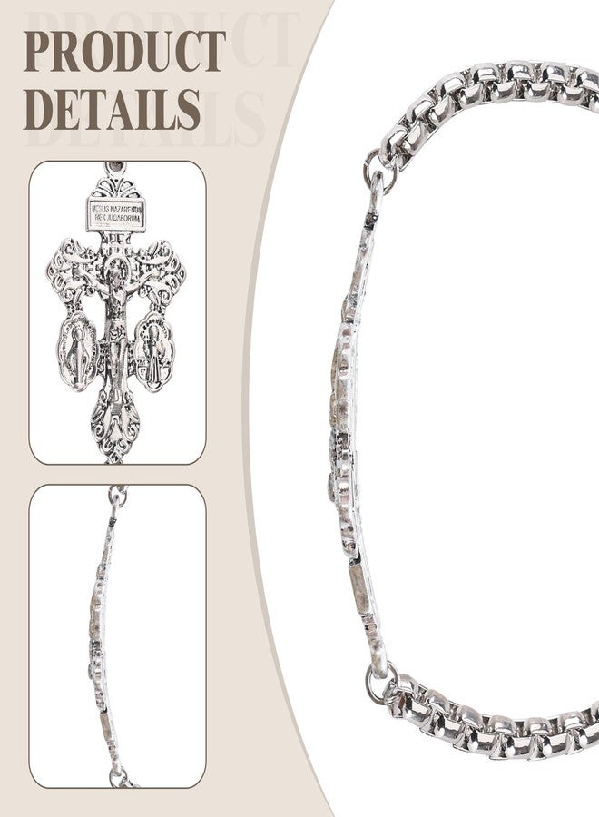 Brilucky Pardon Crucifix Catholic Bracelet for Women Men,St Benedict Bracelet,Milagrosa Medal Bracelets,La Cruz Del Perdon Catolica,Crucifijo Del Perdon,Crucifijos Catolicos,Medalla De San Benito Bracelets - Image 3