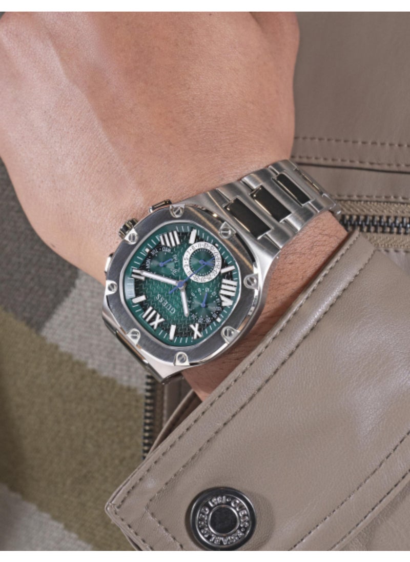 Men's Green Dial Multi-function Stainless Steel Strap Watch - GW0572G6