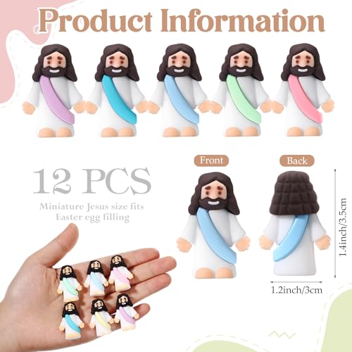 Bememo 12 Pcs Little Jesus Love You Figure Original Rubber Easter to Hide and Seek March for Jesus Religious Party Favors Sunday School Baptism Easter GiftsMacaron Colors - Image 5