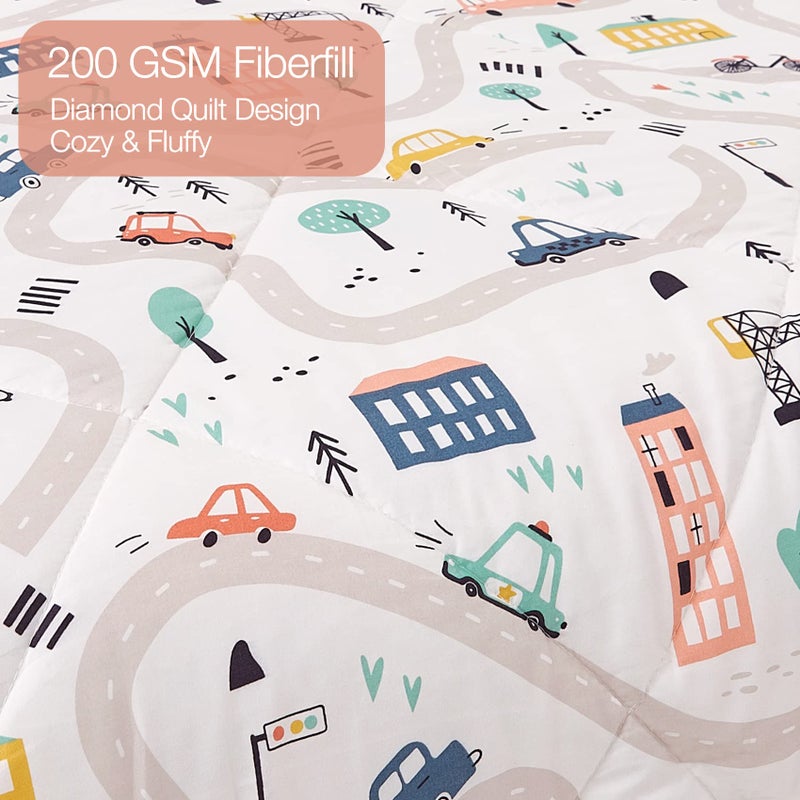 JSD Car Kids Comforter Set Twin Size  2 Piece Printed Microfiber Comforter with Pillow Sham  Lightweight All Season Washable - Image 4