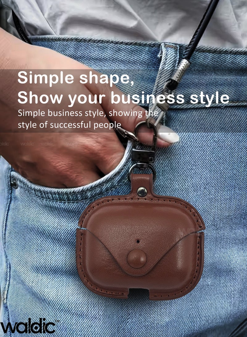 Waldic Apple AirPods Pro 3 Earbuds Premium Leather Protective Case Cover For Apple AirPods Pro 3 | Shockproof Full-Body Protective Case Cover for Apple AirPods Pro 3  with Keychain (Airpods Not Included)-Dark Brown - Image 3