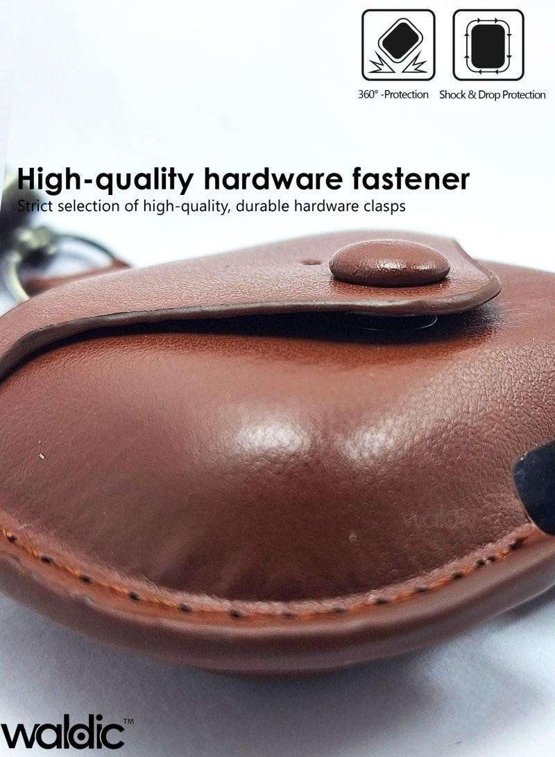 Waldic Apple AirPods Pro 3 Earbuds Premium Leather Protective Case Cover For Apple AirPods Pro 3 | Shockproof Full-Body Protective Case Cover for Apple AirPods Pro 3  with Keychain (Airpods Not Included)-Dark Brown - Image 5