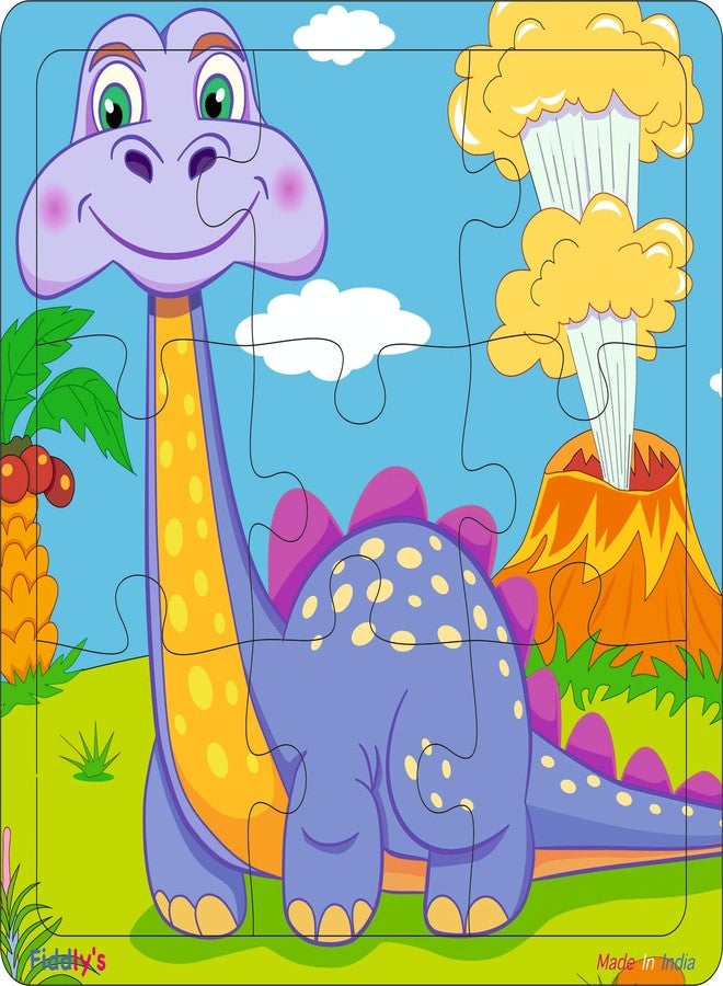 Fiddlys Wooden Jigsaw Puzzles for Kids & Children – 9 Pieces Each, Pack of 4|Double Layered Front & Back Print| Educational Toy for Boys & Girls Age 2 3 4 5 6 Year Old (Dinos Pack of 4) - Image 4