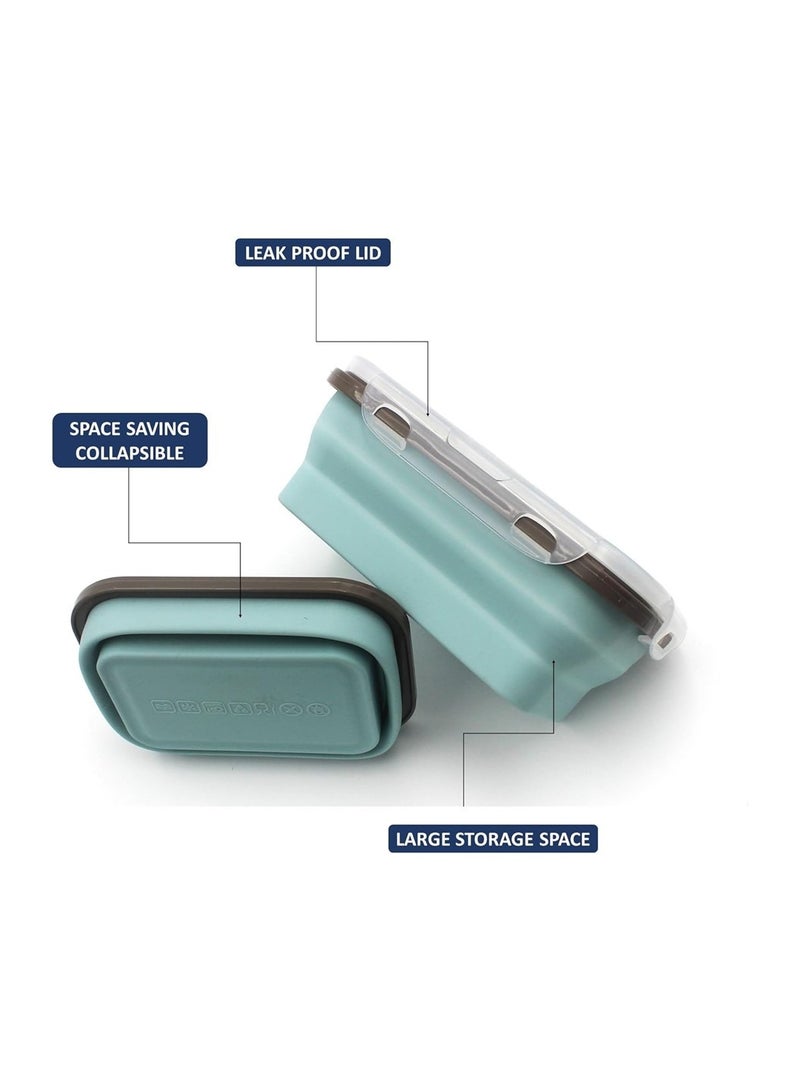 Auroware Auroware 2 Set Silicone School Lunch Box Collapsible Eco Friendly Food safe Microwave Dishwasher safe Light weight  - Image 3