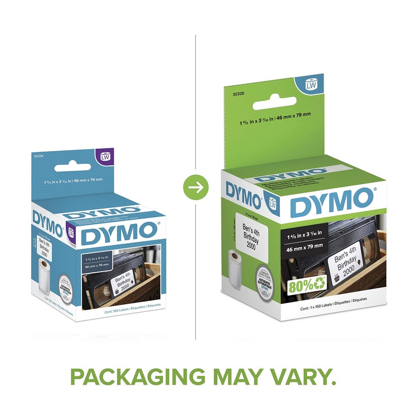 DYMO Authentic LW Video Top Labels, DYMO Labels for LabelWriter Label Printers, 1-4/5" x 3-1/10", 1 Roll of 150 - Image 2