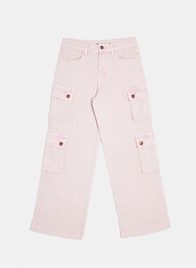 FOREVER 21 Girls High-Rise Cargo Jeans (Kids) - Image 1