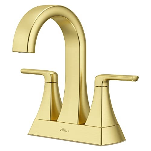 Pfister Bruxie Bathroom Sink Faucet 4Inch Centerset 2Handle 3Hole NSF Certified Brushed Gold Finish LF048BIEBG - Image 1