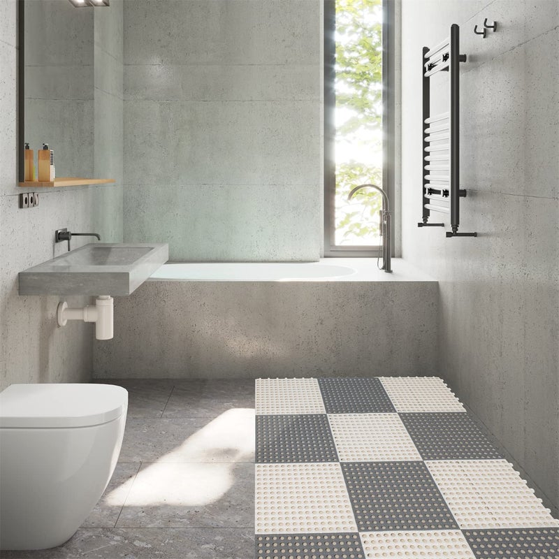 ADVcer Interlocking Floor Mats with Drain Holes, 12 Pack 11.8" x 11.8" Modular Rubber Flooring Cushion Tiles, Non-Slip Waterproof - Ideal for Bathroom, Shower, Pool, Balcony, Patio and Kitchen (White) - Image 5