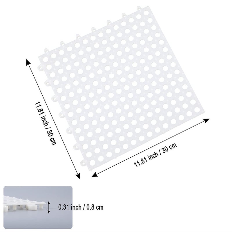 ADVcer Interlocking Floor Mats with Drain Holes, 12 Pack 11.8" x 11.8" Modular Rubber Flooring Cushion Tiles, Non-Slip Waterproof - Ideal for Bathroom, Shower, Pool, Balcony, Patio and Kitchen (White) - Image 4