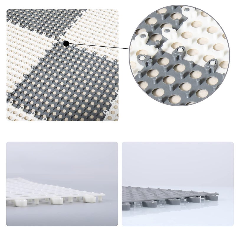 ADVcer Interlocking Floor Mats with Drain Holes, 12 Pack 11.8" x 11.8" Modular Rubber Flooring Cushion Tiles, Non-Slip Waterproof - Ideal for Bathroom, Shower, Pool, Balcony, Patio and Kitchen (White) - Image 3