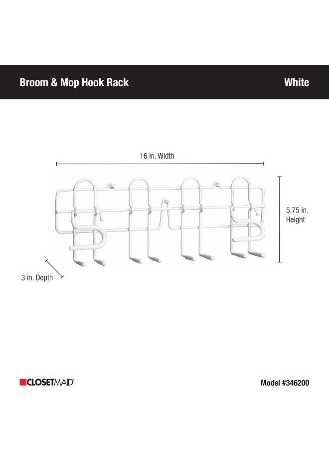 ClosetMaid - ClosetMaid 3462 Broom & Mop Holder for Wall Or Door Mount, Durable White Metal Steel, 16 - Image 1