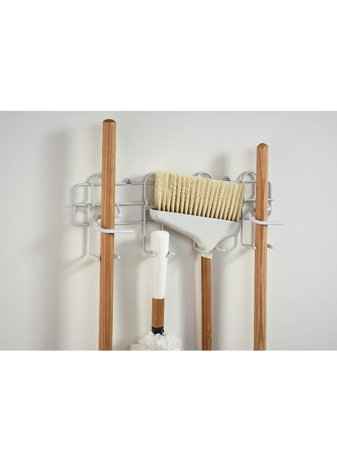 ClosetMaid - ClosetMaid 3462 Broom & Mop Holder for Wall Or Door Mount, Durable White Metal Steel, 16 - Image 1
