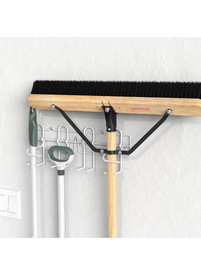 ClosetMaid - ClosetMaid 3462 Broom & Mop Holder for Wall Or Door Mount, Durable White Metal Steel, 16 - Image 1
