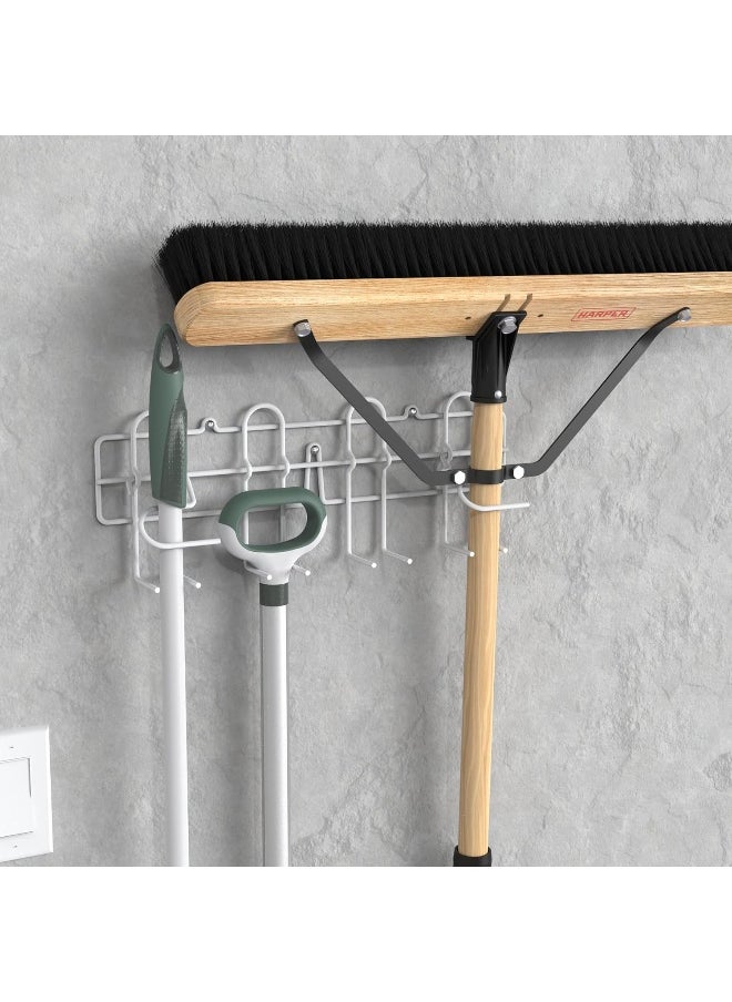 ClosetMaid - ClosetMaid 3462 Broom & Mop Holder for Wall Or Door Mount, Durable White Metal Steel, 16 - Image 1