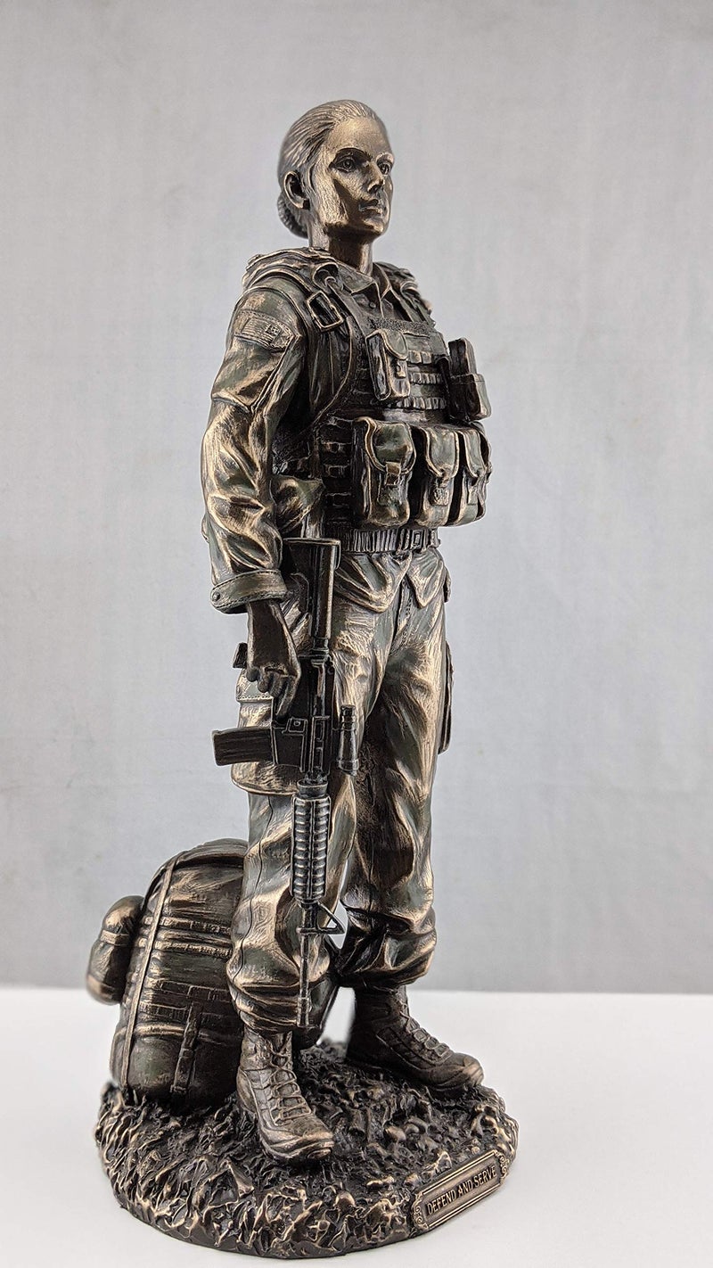 Veronese Design 11 5/8 Inch Female Soldier Statue Military Gifts Cold Cast Resin Bronze Finish Sculpture - Image 5