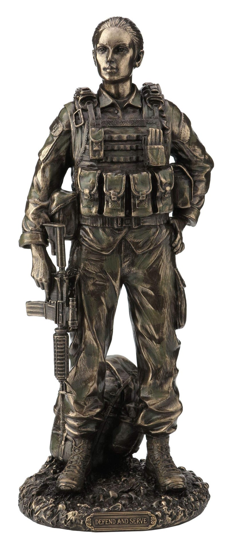 Veronese Design 11 5/8 Inch Female Soldier Statue Military Gifts Cold Cast Resin Bronze Finish Sculpture - Image 1