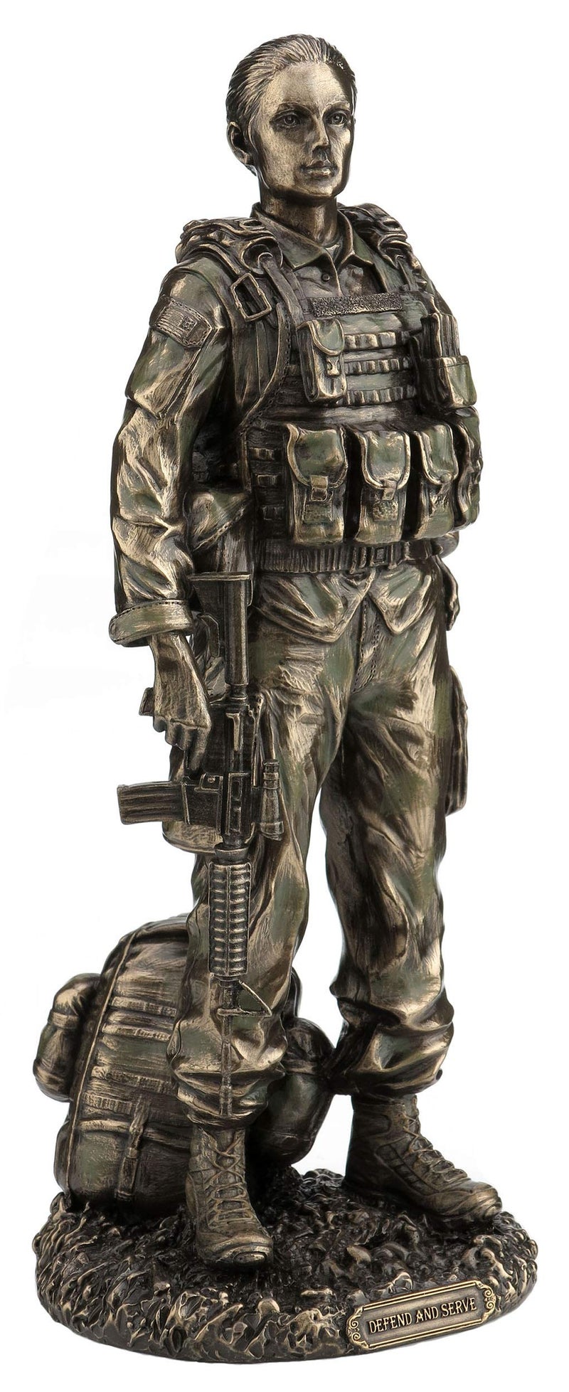 Veronese Design 11 5/8 Inch Female Soldier Statue Military Gifts Cold Cast Resin Bronze Finish Sculpture - Image 2