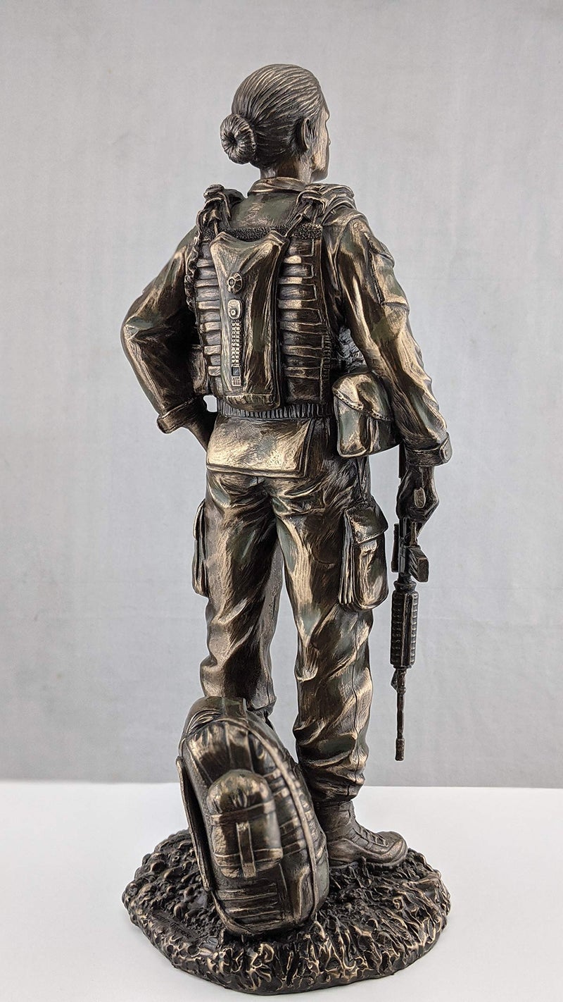 Veronese Design 11 5/8 Inch Female Soldier Statue Military Gifts Cold Cast Resin Bronze Finish Sculpture - Image 4