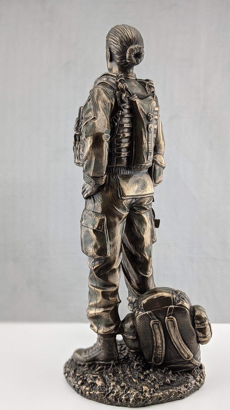 Veronese Design 11 5/8 Inch Female Soldier Statue Military Gifts Cold Cast Resin Bronze Finish Sculpture - Image 3