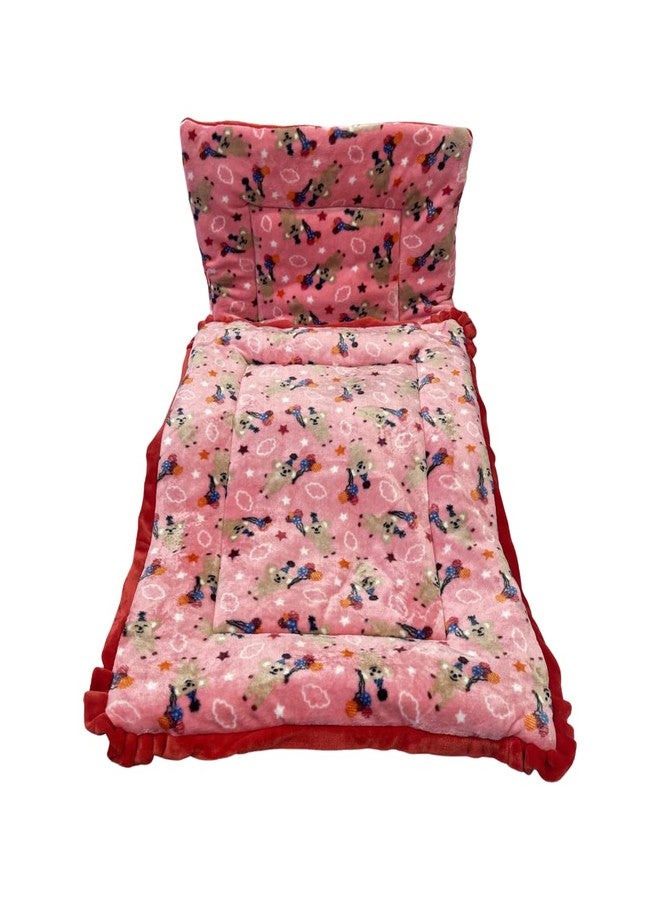 PINKS & BLUES Full Sleeping 5 Piece Baby Bedding Set with 2 Puppy Shape Side Pillows (0-42MONTHS) (Printed Pink) - Image 3