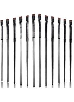 Maitys 12 Pieces Eyeliner Eyebrow Brush Fine Angled Eyeliner Brush Slanted Eyeliner Makeup Brush Slant Tip Brushes Thin Slanted Flat Angle Brush Artificial Bristles Eyebrow Brushes For Cosmetic (Black)  - Image 2