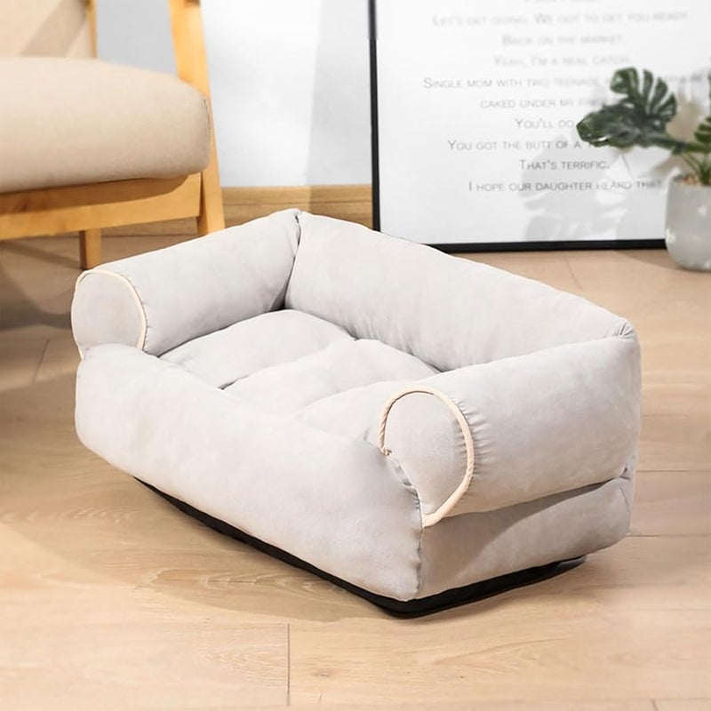 Light Grey Small Pet Bed With Detachable Cushion Stylish Nest For Puppy Kitten - Image 5