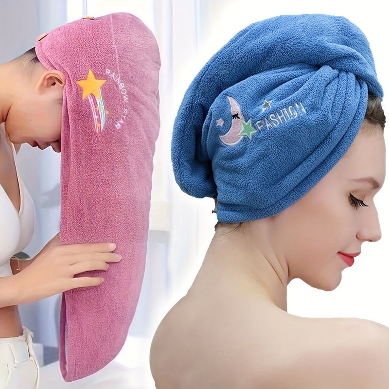 5 Pcs Microfiber Hair Towel Quick Dry Super Absorbent Wrap Turban Assorted - Image 1