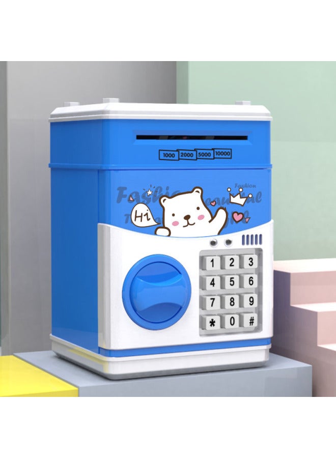 Special Cartoon Piggy Bank ATM Password Box Music Automatic Roll Money Children Creative 61 Gift-Color:821-5 White Bear - Image 1
