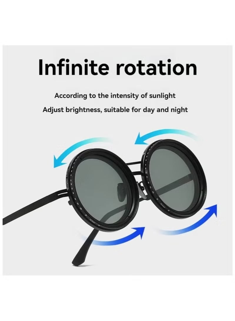 ND Sunglasses, Manual Adjustable Sunglasses for Men & Women, 1-9 Rotatable Light Control, Polarized, UV400 Protection, for Driving, Fishing, Travel, Outdoor Activities (Black With Gray Lenses) - Image 3