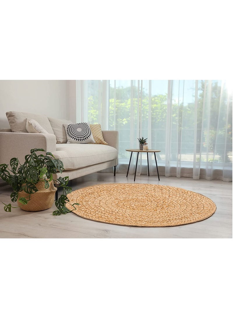 LINGWEI Rug Natural Jute Round Handmade Reversible Carpet Area Rug Door Mat Hand Braided Area Rug Floor Carpet Handmade Jute Carpet Farmhouse Area Rug Mat Carpet  - Image 4