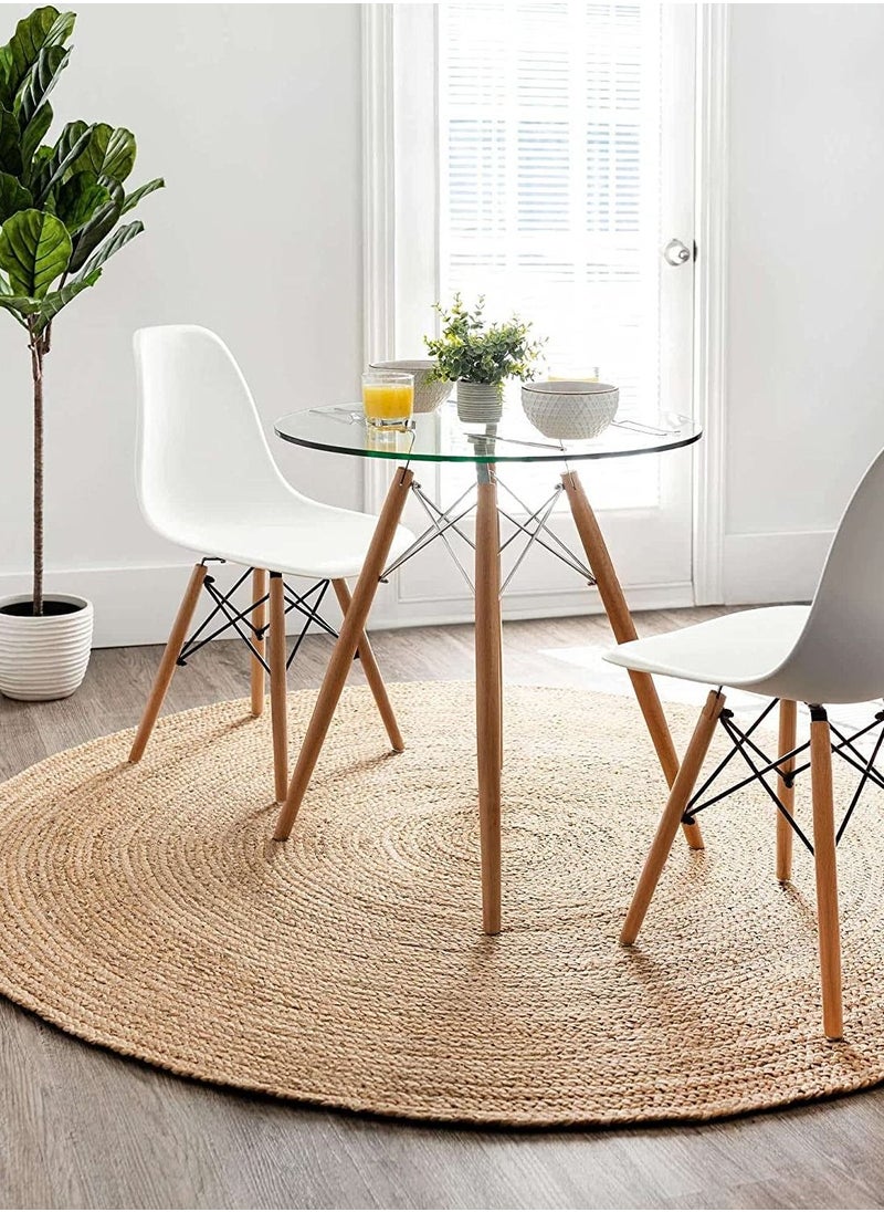 LINGWEI Rug Natural Jute Round Handmade Reversible Carpet Area Rug Door Mat Hand Braided Area Rug Floor Carpet Handmade Jute Carpet Farmhouse Area Rug Mat Carpet  - Image 5