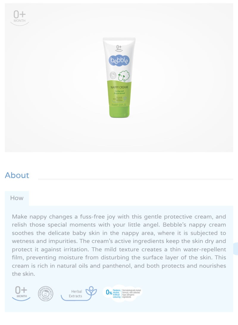 Bebble Baby Daiper Nappy Cream Ointment | Prevent Rashes and inflammation on Skin | 75ml - Image 3