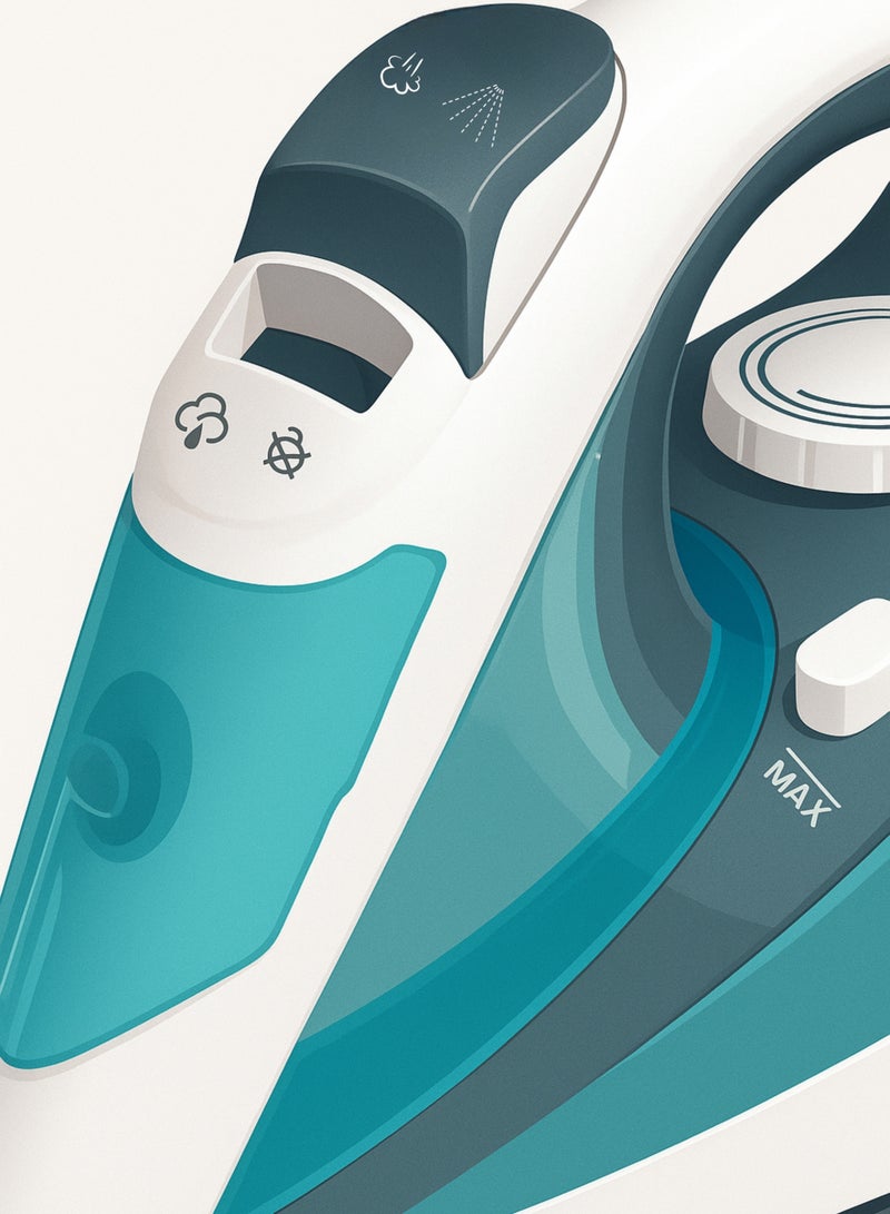 فلتافا مكواة بخار بقوة 2000 واط مع قاعدة سيراميك - تعزيز بخار 150 جم، بخار مستمر 35 جم/دقيقة، مضاد للتنقيط، مضاد للتكلس، بخار عمودي وإيقاف تلقائي - أداء خالٍ من التجاعيد والبقع والصدأ - Image 5