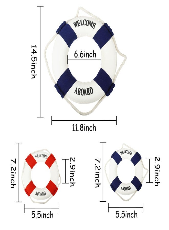 Bilipala 3Pcs Cloth Life Ring Buoy, Home Wall Nautical Decor, 12.5 & 5.5 Inches - Image 2