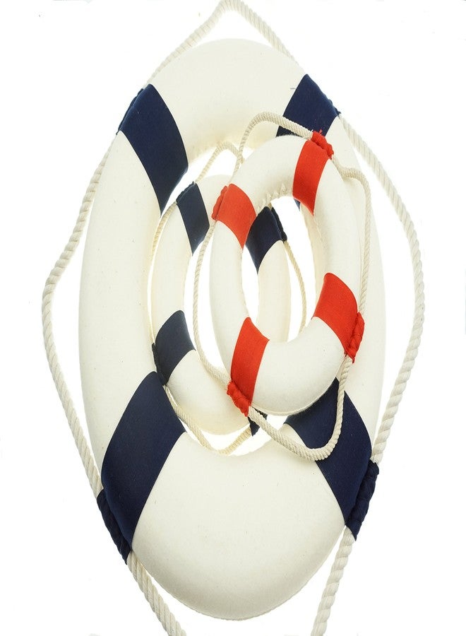 Bilipala 3Pcs Cloth Life Ring Buoy, Home Wall Nautical Decor, 12.5 & 5.5 Inches - Image 4