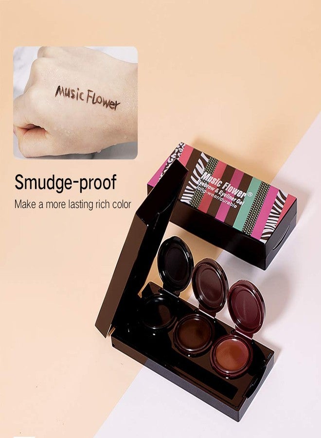 Music Flower 3 in 1 Eyebrow Gel and Eyeliner Waterproof Smudge-proof Long Wear Black+Brown with Brush - Image 3