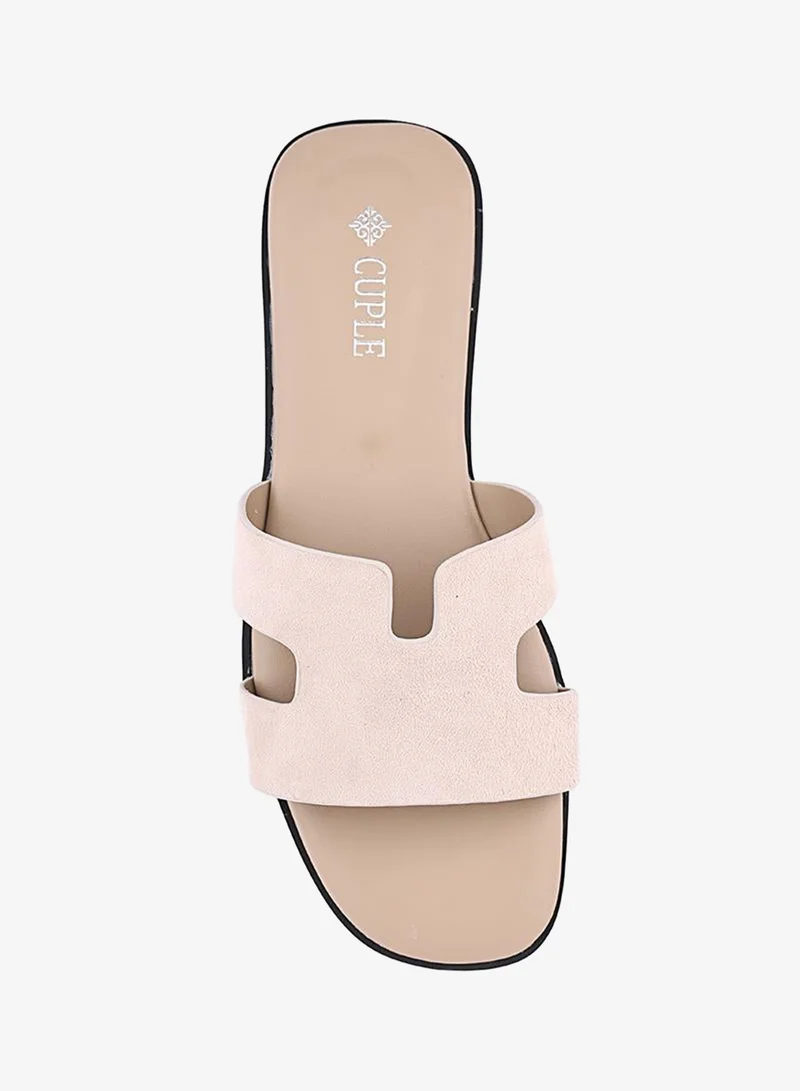Cuple Light Beige Women Flat Slides for Women | Best Price UAE