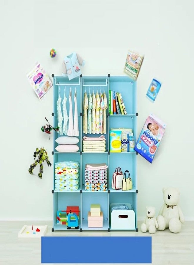 KEEKOS Kids Plastic Collapsible Wardrobe Organizer for Storage | Cute Cartoon Design | Heavy Duty Cloth Organizer for Storage | Easy to Assemble | Perfect for Kids Room & Home (Blue-T5) - Image 2