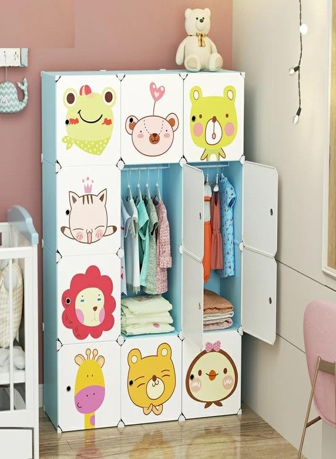 KEEKOS Kids Plastic Collapsible Wardrobe Organizer for Storage | Cute Cartoon Design | Heavy Duty Cloth Organizer for Storage | Easy to Assemble | Perfect for Kids Room & Home (Blue-T5) - Image 1
