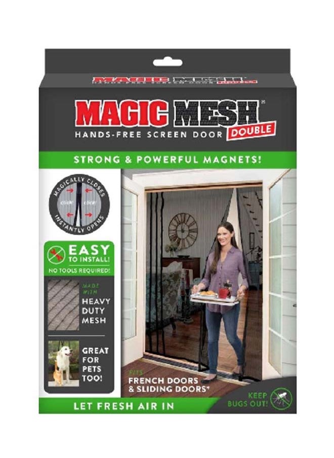 Magic Mesh Durable Hands-Free Magnetic Double Screen Door Black MM351112 