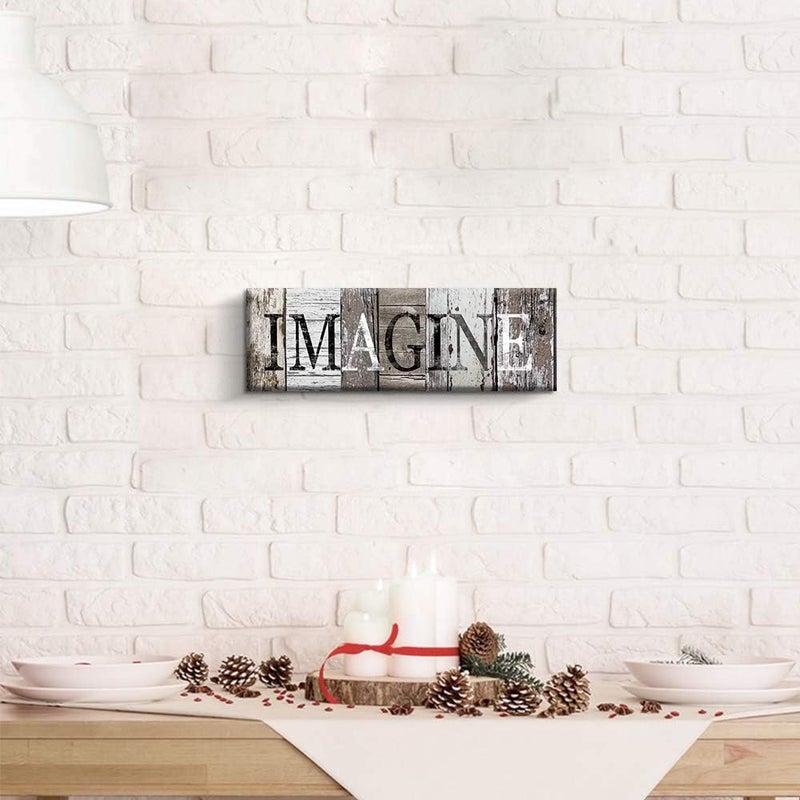 Pinetree Art Quotes Wall Decor, Imagine Decorative Signs Inspirational Motto Canvas Prints (With Solid Wood Inner Frame) (Imagine, 6 x 17 inch) - Image 3