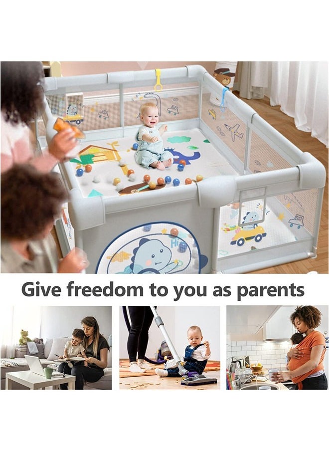 Beauenty LIODUX Baby Playpen with Mat - Baby and Toddler Fence, 180 x 200cm Baby Fence Play Area, Children's Playground  - Image 4