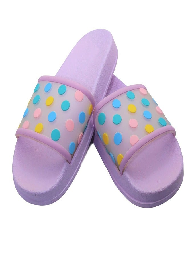HASHQLO Casual Flip Flops, Ladies Soft Polka Dots Slides Slippers, Great Fit Footbed, Thick Bottom Non-Slip Slippers, Indoor and Outdoor, For Women, Purple - Image 1
