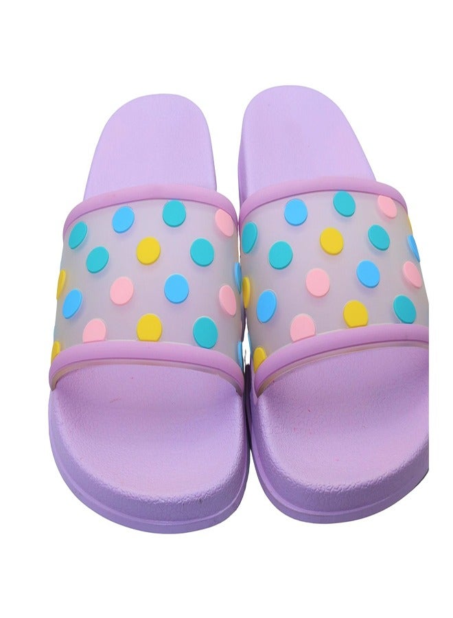 HASHQLO Casual Flip Flops, Ladies Soft Polka Dots Slides Slippers, Great Fit Footbed, Thick Bottom Non-Slip Slippers, Indoor and Outdoor, For Women, Purple - Image 3