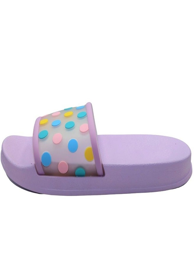 HASHQLO Casual Flip Flops, Ladies Soft Polka Dots Slides Slippers, Great Fit Footbed, Thick Bottom Non-Slip Slippers, Indoor and Outdoor, For Women, Purple - Image 4
