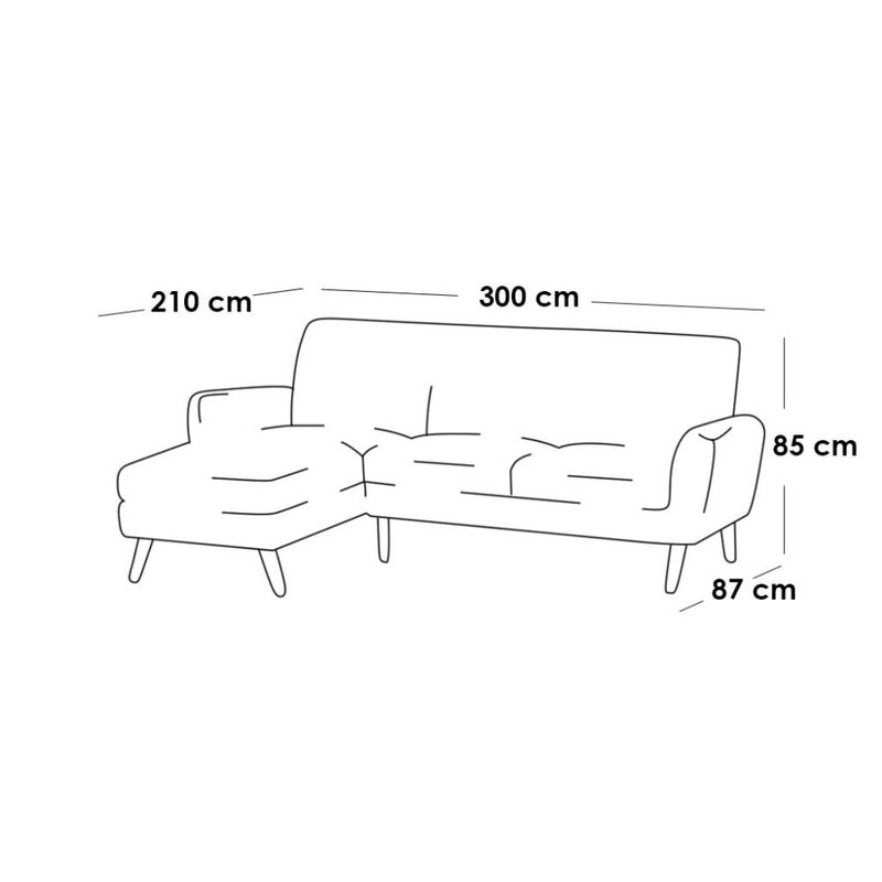 Betak Thai MDF and Linen Corner Sofa - Blue - Image 2